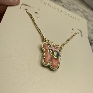 NWT Kendra Scott Ballet Gold Pink Pendant Necklace short adjustable